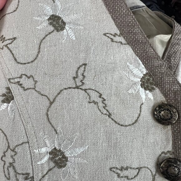 Vintage Folk Floral Embroidered Vest Knit Rustic Coastal Cowgirl Garden Girl Top - Picture 9 of 11